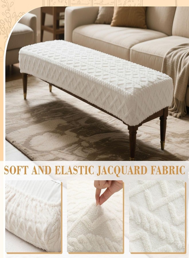 Gilprop Stretch Jacquard Beige Dining Bench Cover, Dustproof Removable Jacquard Bench Seat Protector Slipcover, Rectangle Soft Elastic Cover for Dining Room Living Room Bedroom Kitchen Hotel - Image 5